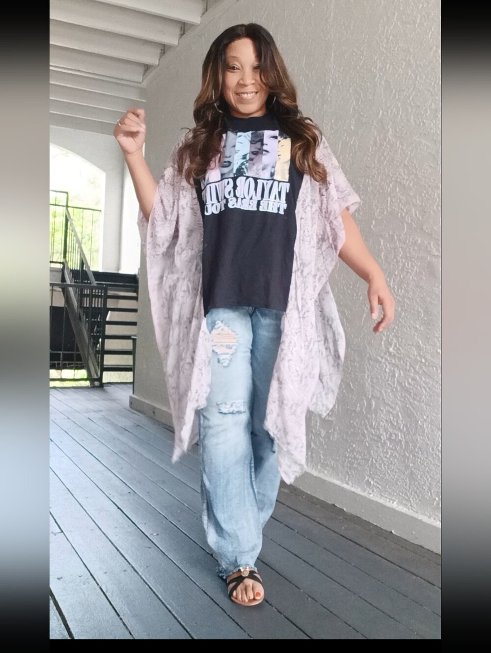 Upcycled Taylor Swift The Eras Tour Graphic Tee Poncho